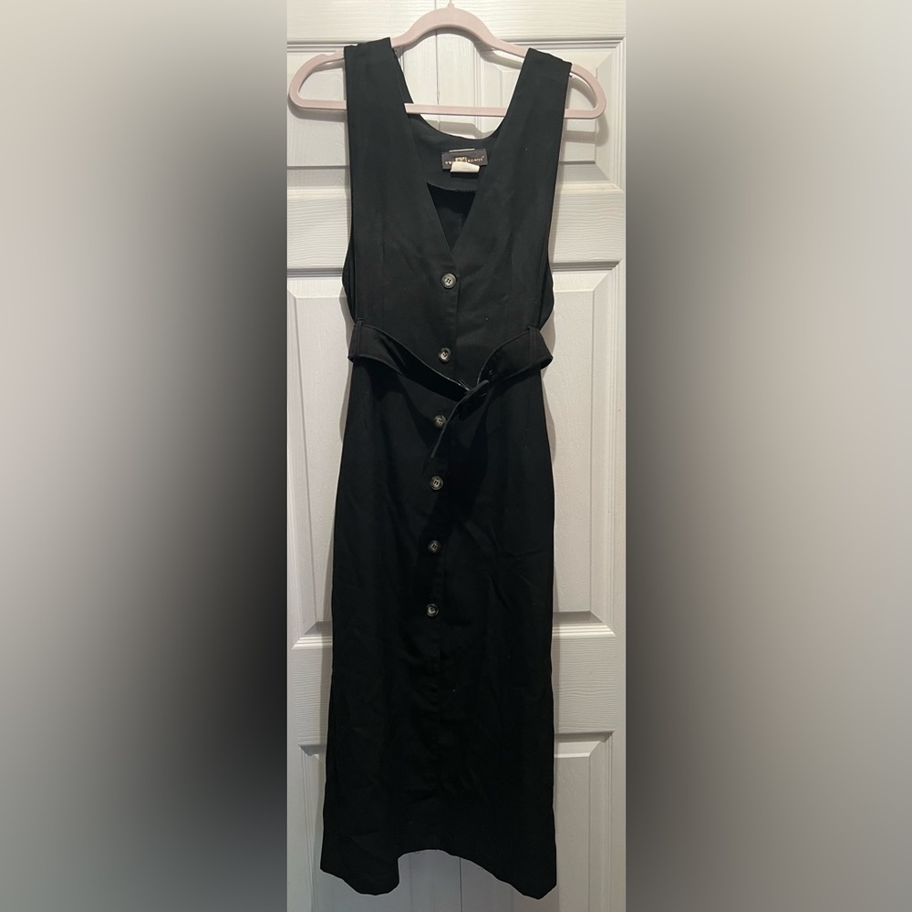 Retro 90’s Black Button Up Belted Dress